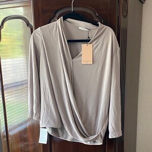 MM Lafleur Women's Cream Drape Blouse